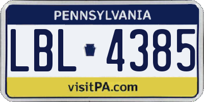 PA license plate LBL4385