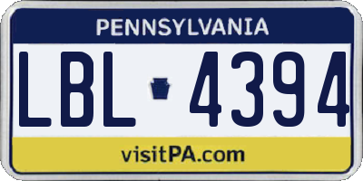 PA license plate LBL4394
