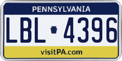 PA license plate LBL4396