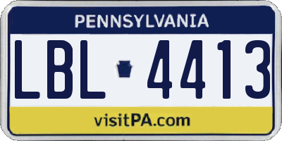 PA license plate LBL4413