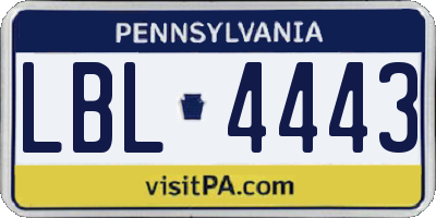 PA license plate LBL4443
