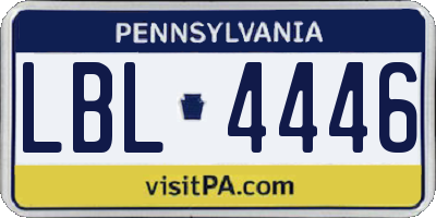 PA license plate LBL4446