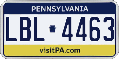 PA license plate LBL4463