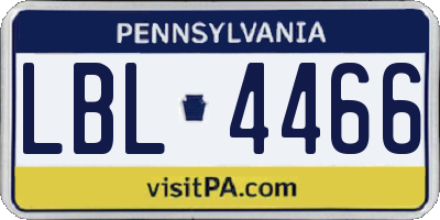 PA license plate LBL4466