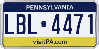 PA license plate LBL4471