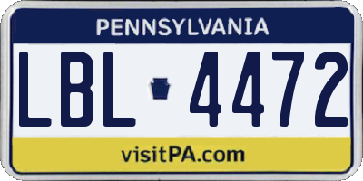PA license plate LBL4472