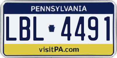 PA license plate LBL4491