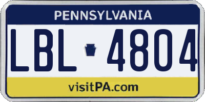 PA license plate LBL4804