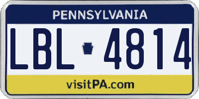 PA license plate LBL4814