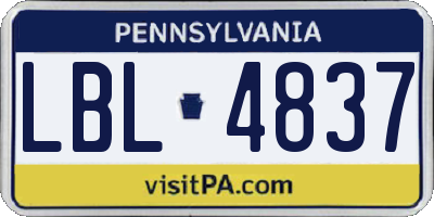 PA license plate LBL4837