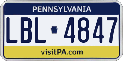 PA license plate LBL4847