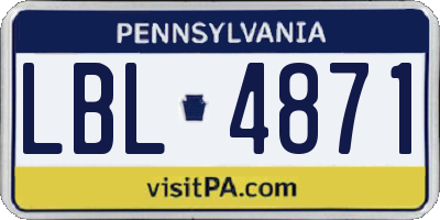 PA license plate LBL4871