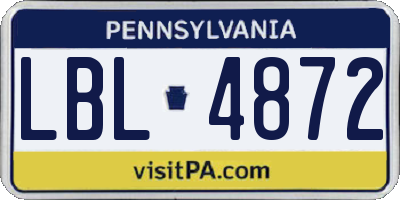 PA license plate LBL4872
