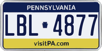 PA license plate LBL4877