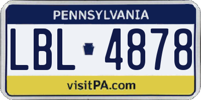 PA license plate LBL4878