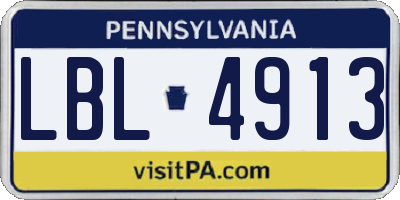 PA license plate LBL4913