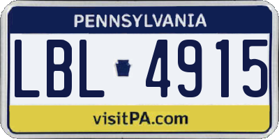 PA license plate LBL4915