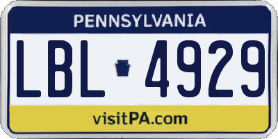 PA license plate LBL4929