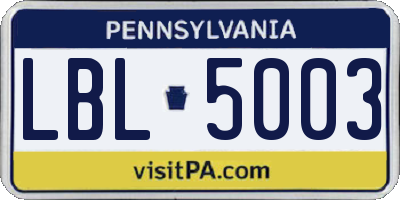 PA license plate LBL5003