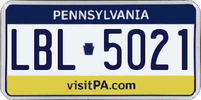 PA license plate LBL5021