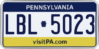 PA license plate LBL5023