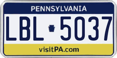 PA license plate LBL5037