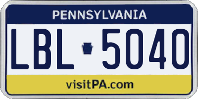 PA license plate LBL5040
