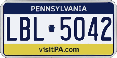 PA license plate LBL5042