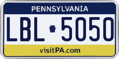 PA license plate LBL5050