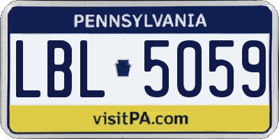 PA license plate LBL5059