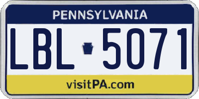 PA license plate LBL5071