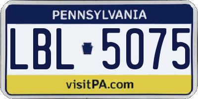PA license plate LBL5075