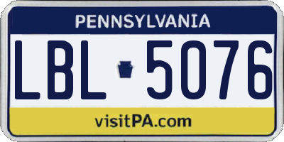 PA license plate LBL5076
