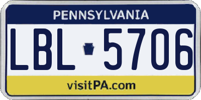 PA license plate LBL5706