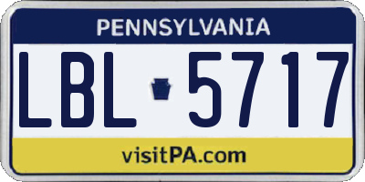 PA license plate LBL5717