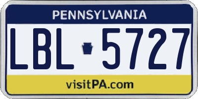 PA license plate LBL5727