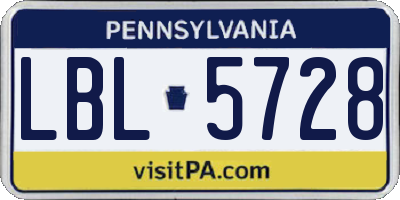 PA license plate LBL5728