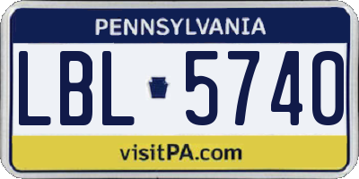 PA license plate LBL5740