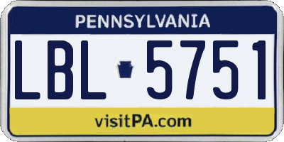 PA license plate LBL5751