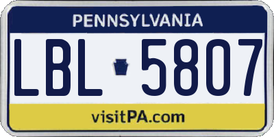 PA license plate LBL5807