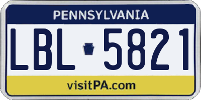 PA license plate LBL5821