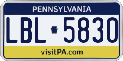 PA license plate LBL5830