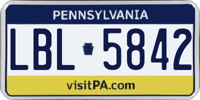 PA license plate LBL5842