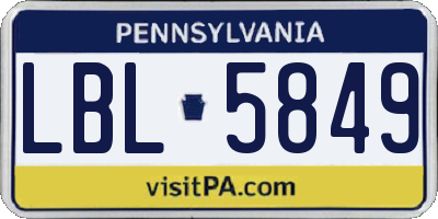 PA license plate LBL5849