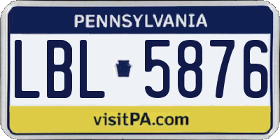 PA license plate LBL5876