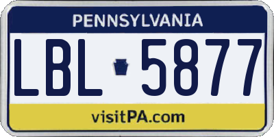 PA license plate LBL5877