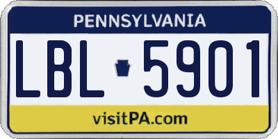 PA license plate LBL5901