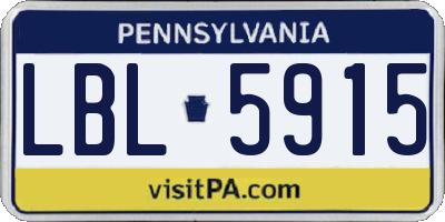PA license plate LBL5915