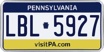 PA license plate LBL5927