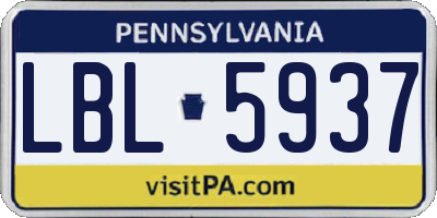 PA license plate LBL5937